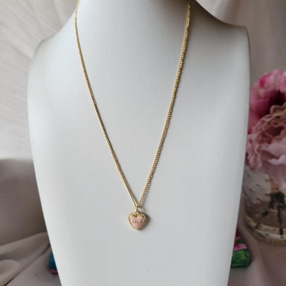 5/$25💎 Isaac Mizrahi Gold and Pink Heart Necklace